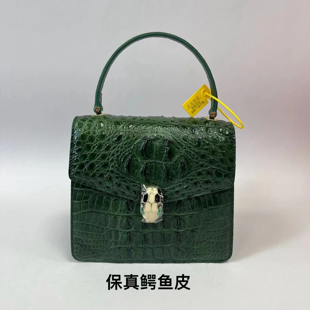 星耀鳄鱼皮高定蛇头链条女包三格层轻奢时尚百搭单肩斜跨手提