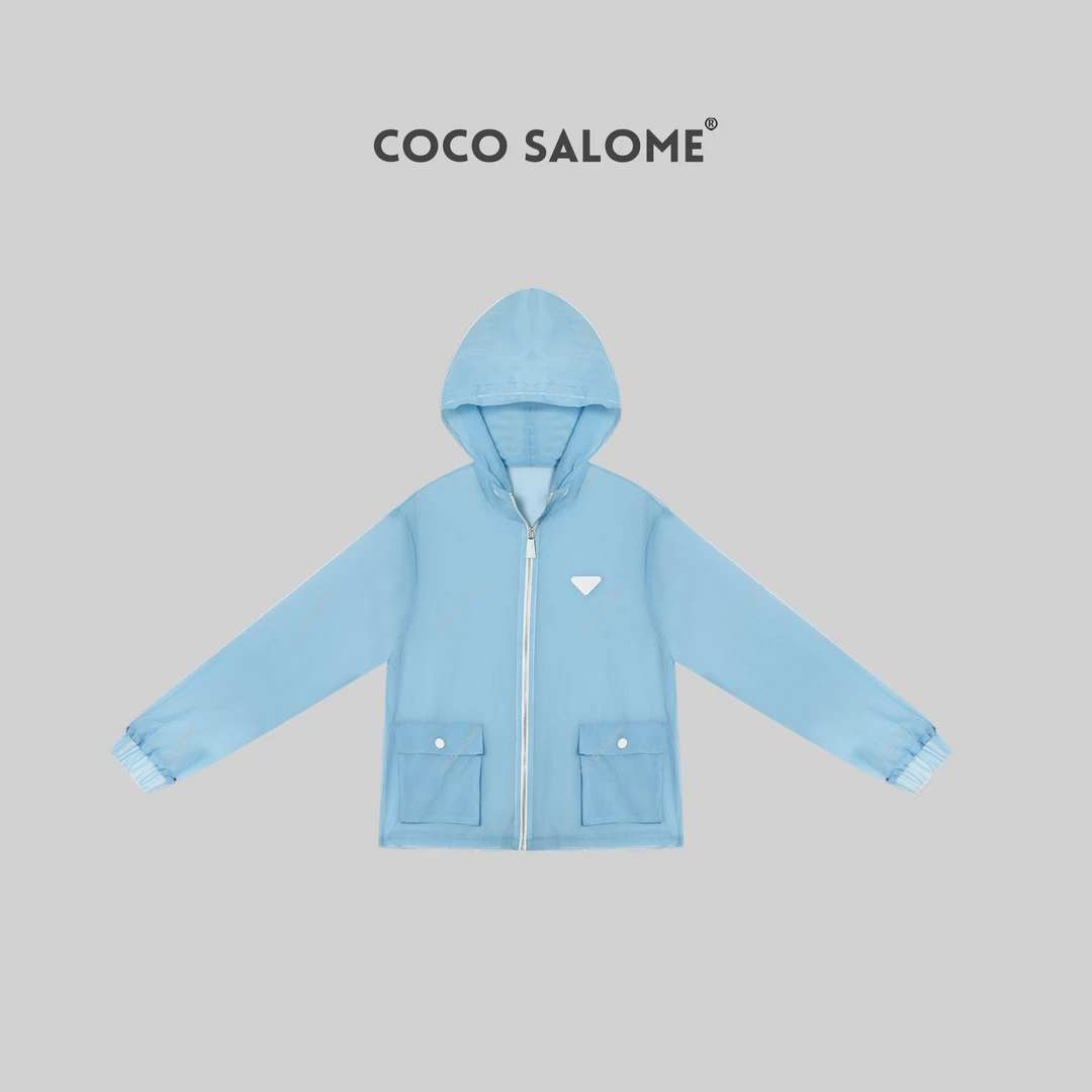 COCO SALOME①【海盐白巧】夏季轻奢高级简约连帽女款防晒外套2407