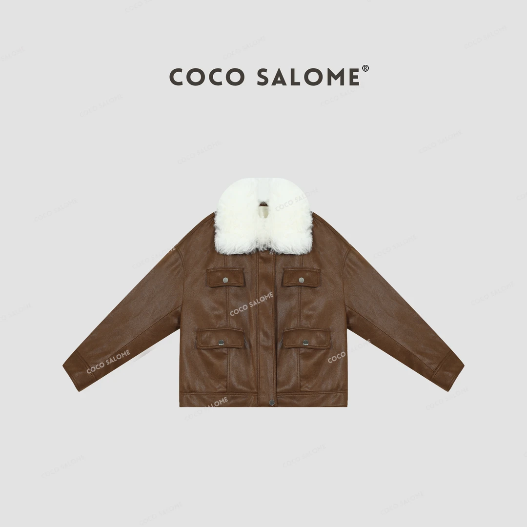 COCO SALOME①【稀世臻绒】白鹅绒拼接羊毛一体毛领轻奢羽绒服0643