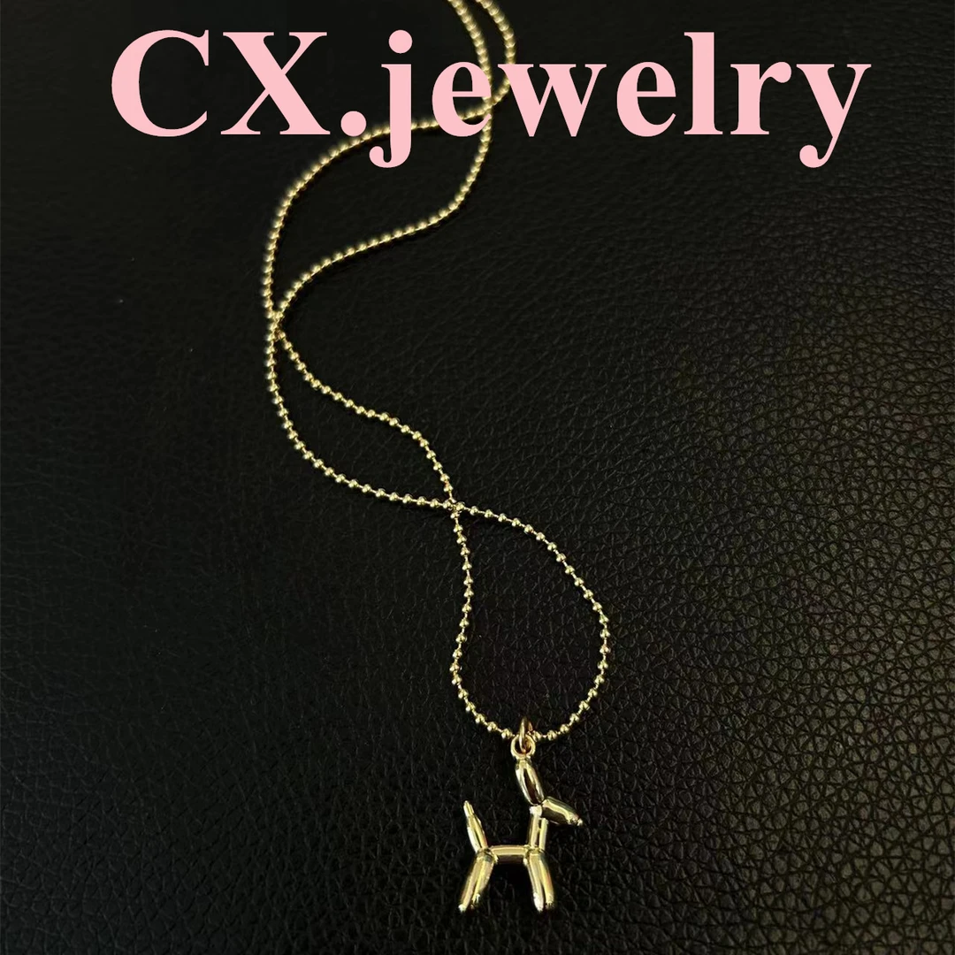 铜合金项链 金色小狗项链8154