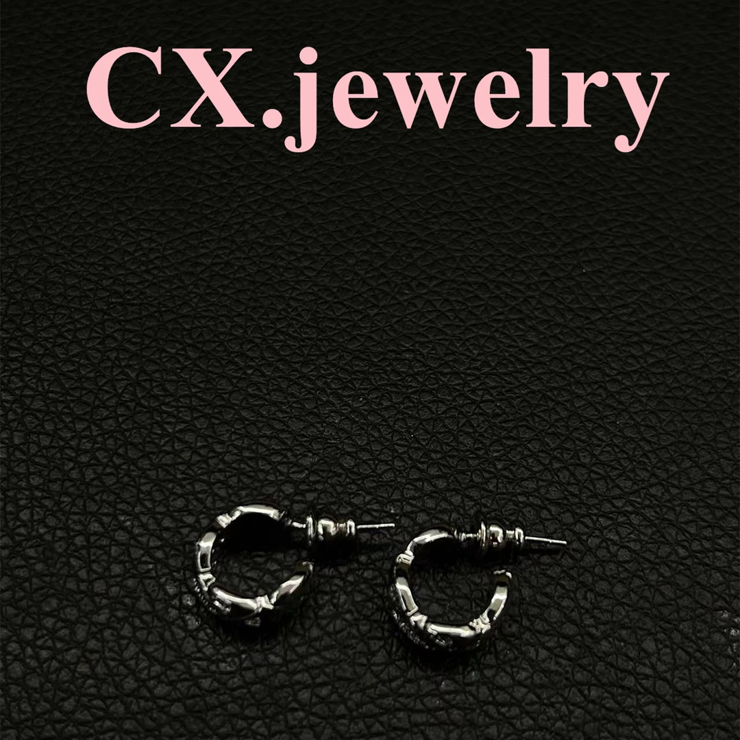 铜合金合成锆石耳饰 满钻菱格小耳圈8295