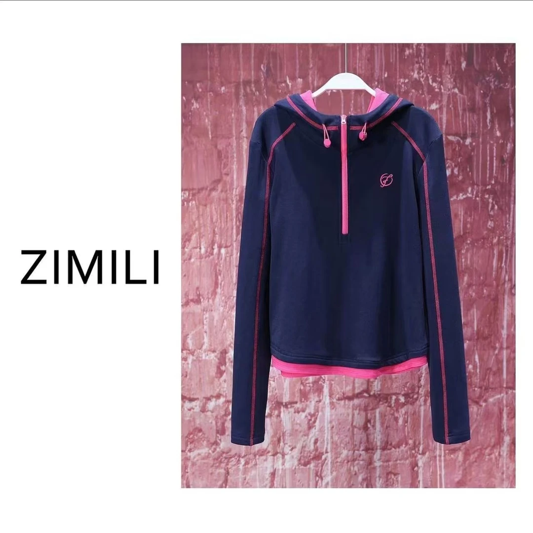 【LIANG哥女装】2024冬季小众设计师内搭藏蓝色拼色假两件上衣56