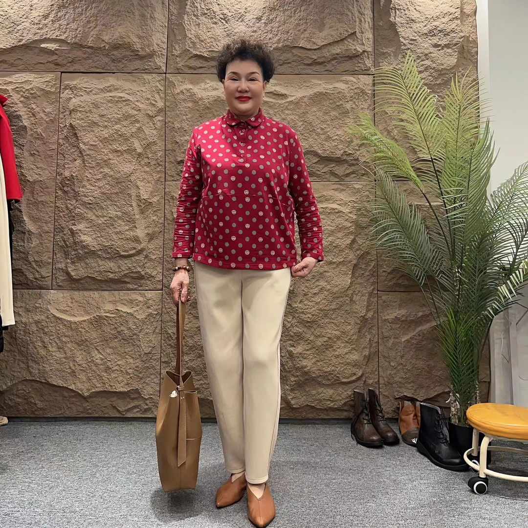 MZRY NIUJIE 2023冬季时尚休闲提花套头长袖波点上衣