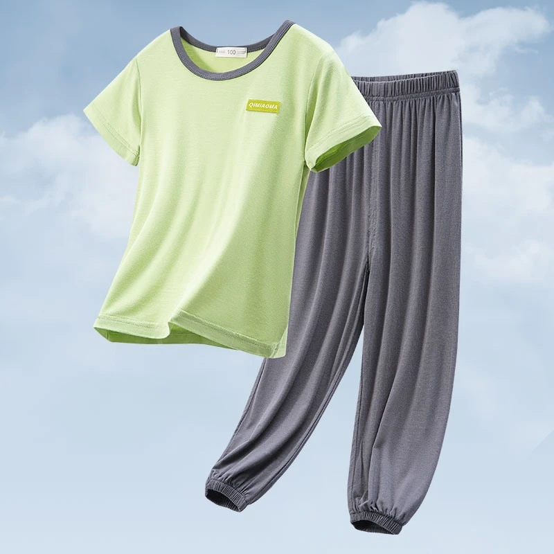 儿童睡衣莫代尔男童女童宝宝薄款家居服短袖春儿童节