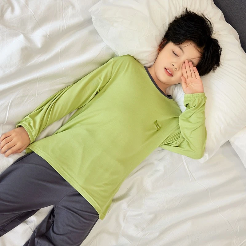儿童冰丝莫代尔打底男女童小孩春秋季长袖青少年可外穿中大童