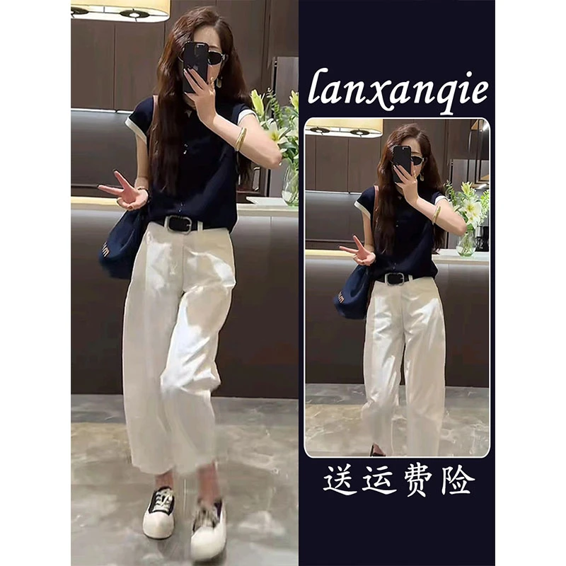 2025夏装搭配一整套欧货时尚洋气套装小个子时髦针织短袖两件套女