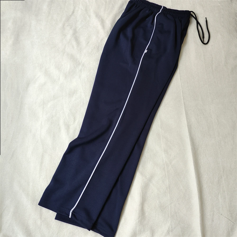 校服裤一条细白条藏蓝色初中高中学生校服裤子春秋薄款直筒运动裤