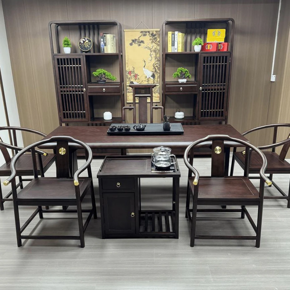 【乌金木大板茶桌】新中式茶桌椅组合简约现代茶台套装禅意客厅家用