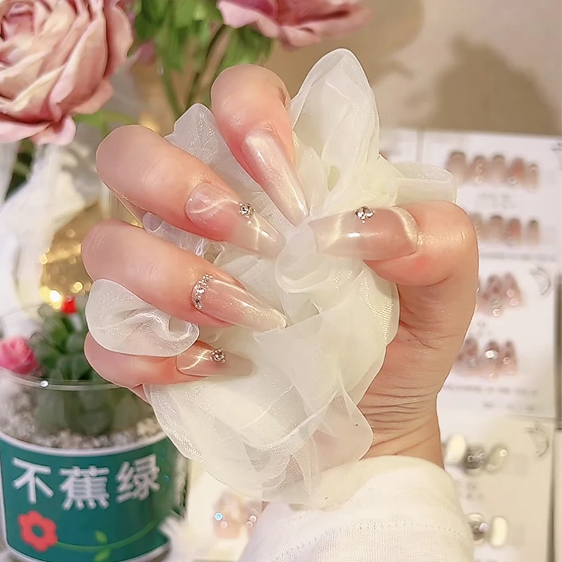 【桃花妖】纯手工穿戴甲裸色四季流行百搭款纯手工猫眼(10片装)