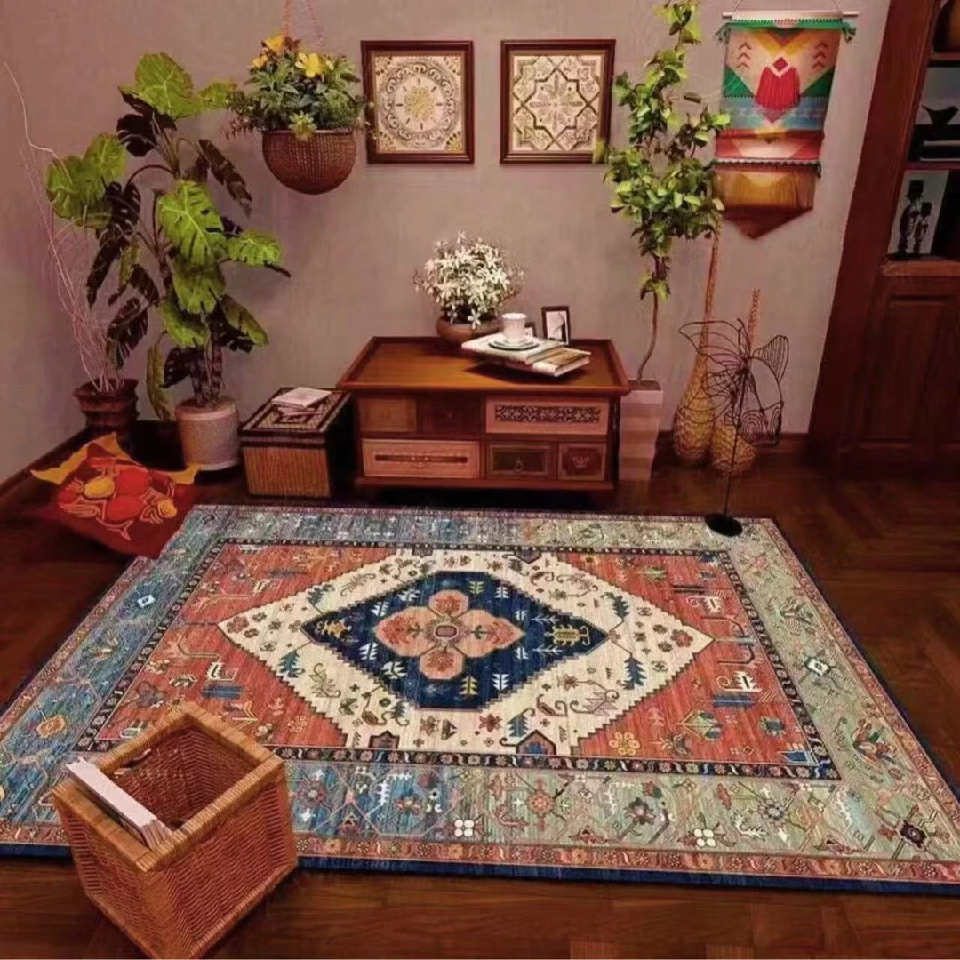 【金钻绒波西米亚】复古客厅茶几地毯民族风家用床边毯大门口防滑垫