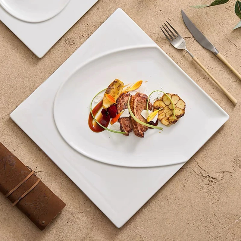 高档方盘陶瓷盘子家用酒店餐具菜盘高级盘子家用高颜值