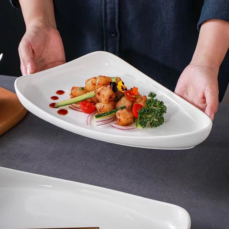 北欧餐具陶瓷盘家用盘子酒店菜盘三角石纹盘创意盘盘子家用高颜值