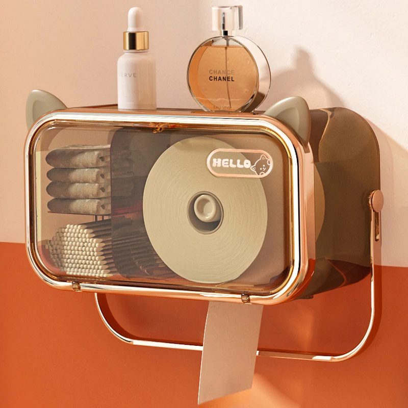 厕所纸巾盒免打孔纸巾盒防水多功能塑料抽纸盒壁挂式洗脸巾收纳盒