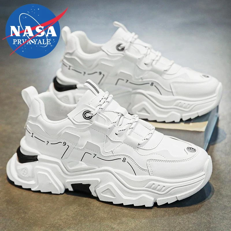 NASA联名夏季百搭休闲初中生跑步防滑运动厚底内增高小白老爹潮鞋