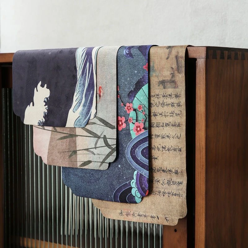 皮绒布台布吸水布茶席茶垫茶桌布养壶巾禅意茶巾国潮中国风古风