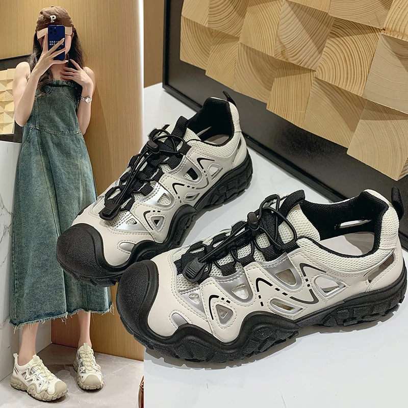 youshilai/优诗莱丑萌女鞋徒步登山老爹运动洞洞凉鞋AY-5520