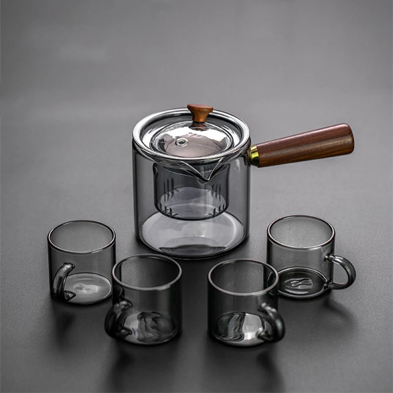 高硼硅玻璃蒸茶壶木把可电陶炉加热小型煮茶器办公室小青柑泡茶器