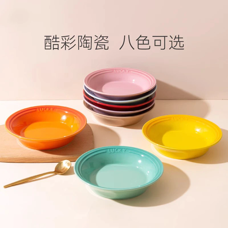 猫碗陶瓷防打翻酷彩宠物猫咪可爱小盘子餐盘猫盘狗食盆餐盘喝水碗