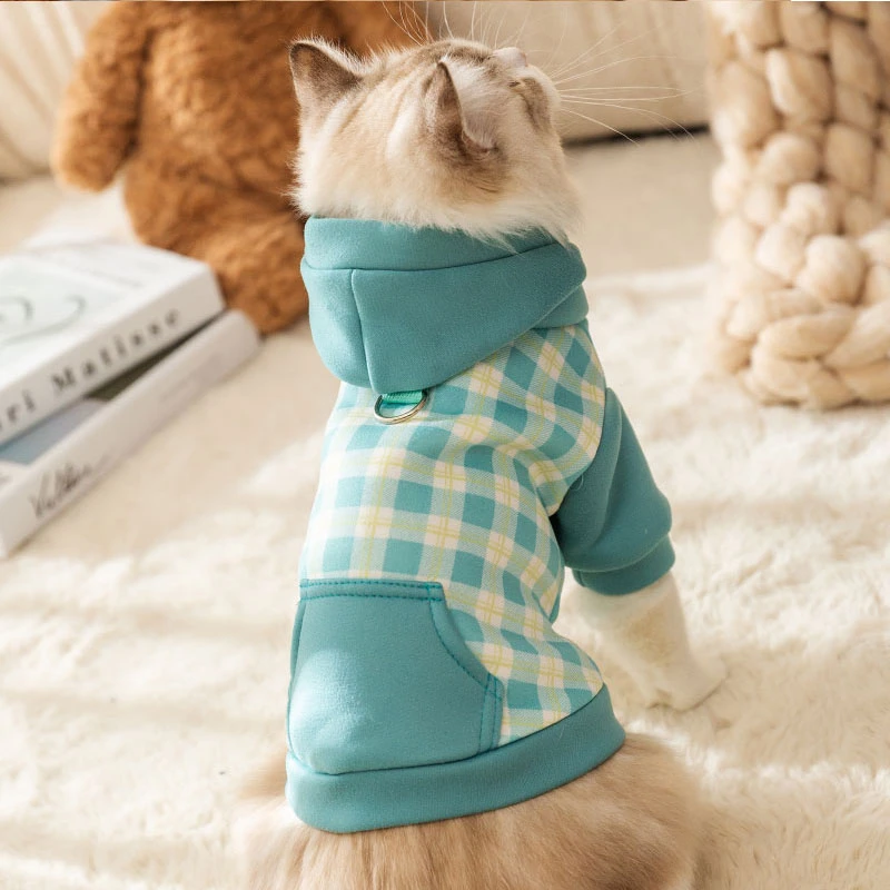 暖冬宠物小猫咪两脚连帽牵引卫衣秋冬款保暖衣服冬天布偶小型幼犬