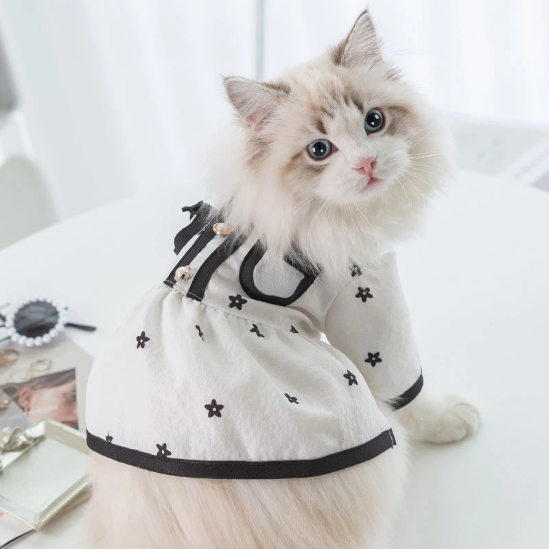 宠物小猫咪衣服满印小花淑女连衣裙春天夏天新款薄款布偶暹罗英短