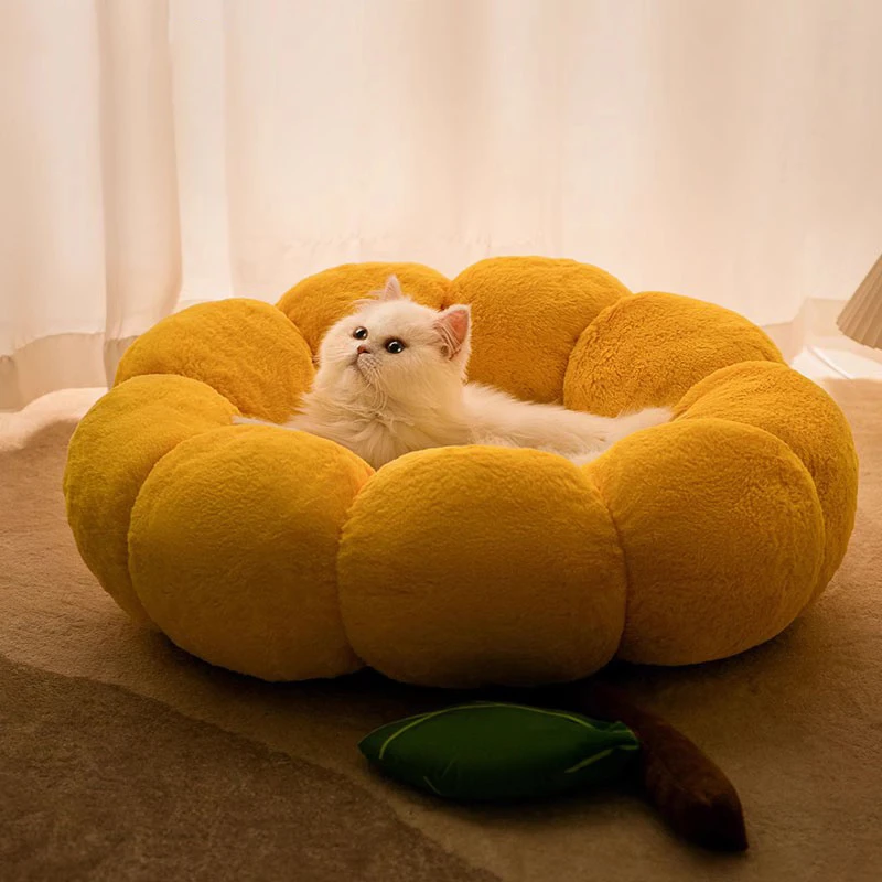 暖冬神经猫秋季开放式猫窝向日葵花瓣窝猫垫子秋冬保暖猫咪窝宠物