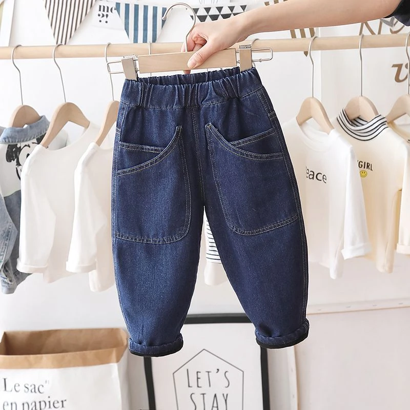 【糖果】男童裤子秋冬冬2023新宽松中童秋冬冬款外穿儿童牛仔裤