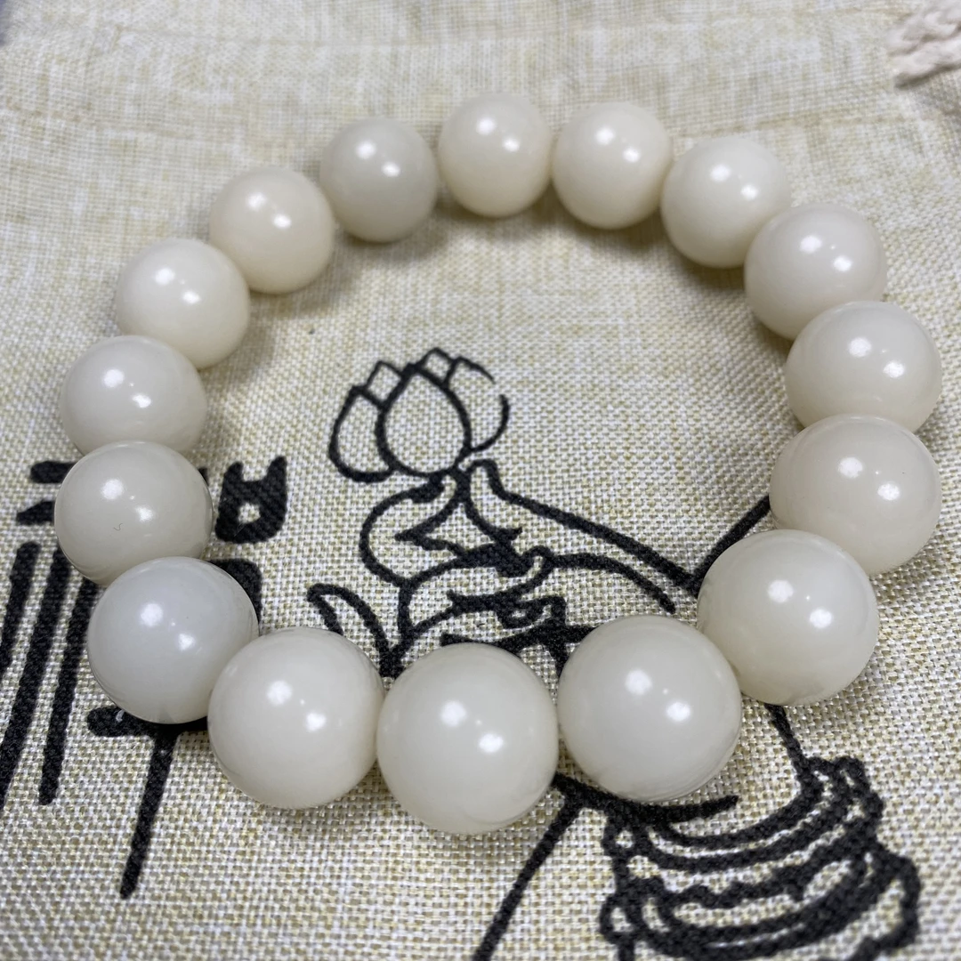 菩提根原生态荔枝白精工圆珠单圈文玩好物男女款盘玩佛珠念珠手串