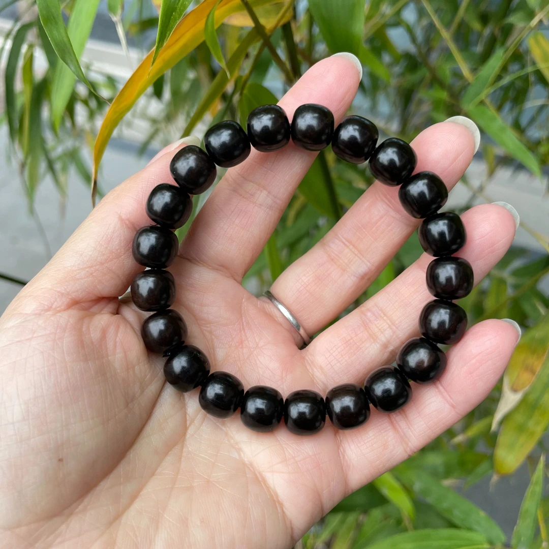 紫光檀东非黑黄檀9.5*10CM/7.5*8CM老型珠单圈手串【老良红木】