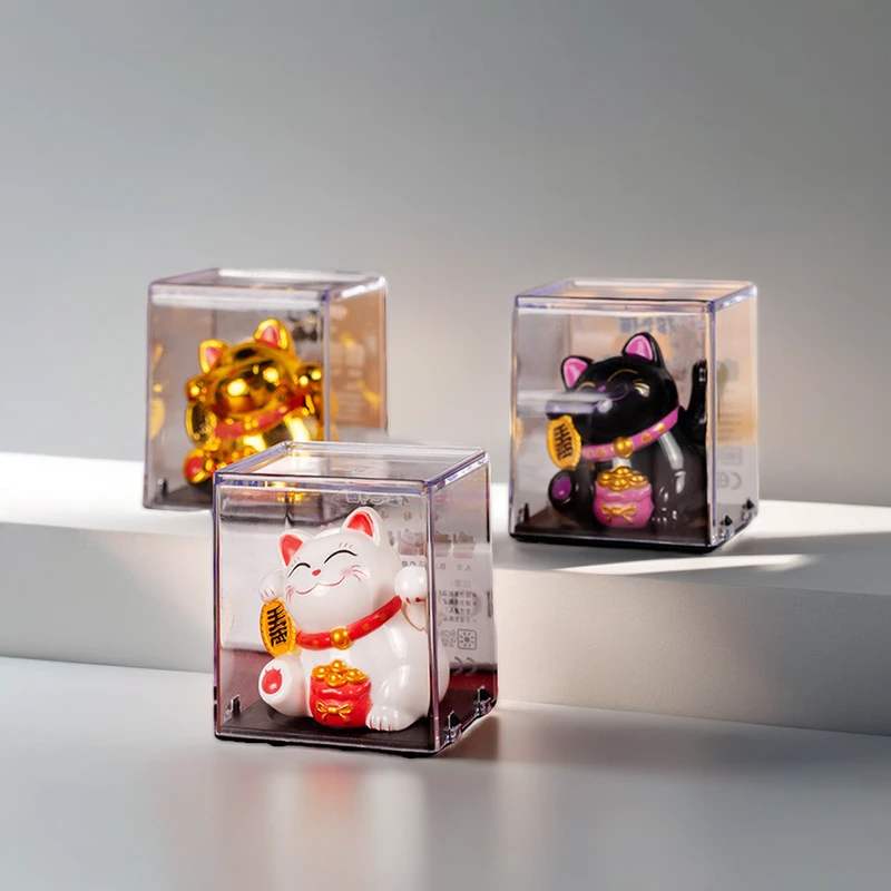 新款摇手招财猫车载装饰摆件太阳能自动招手家居收银台开业小礼品