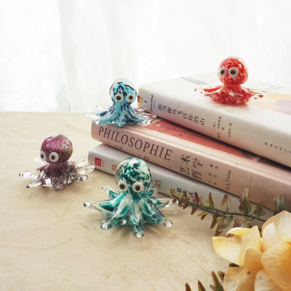 二仚堂淄博琉璃《迷你八爪鱼》可爱摆件少女心彩色纯手工工艺品