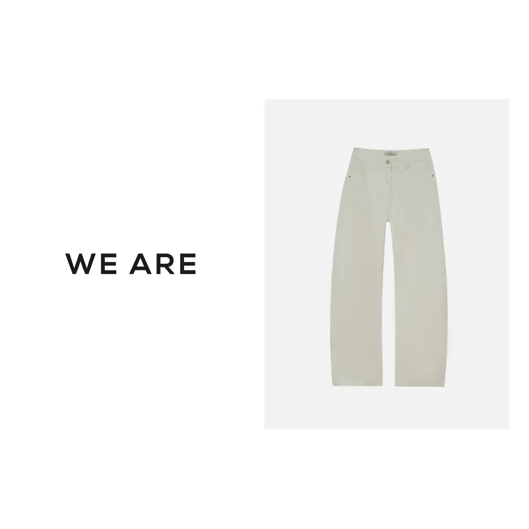 《WE ARE》LT230667*弯大牛*土耳其系列 直筒 镰刀拖地白色牛仔裤