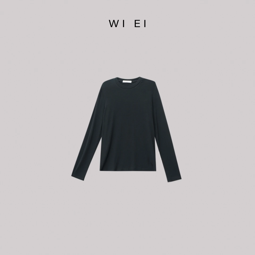 《WI EI》极简亲肤 羊毛+天丝修身圆领打底针织衫 显瘦百搭款 23927