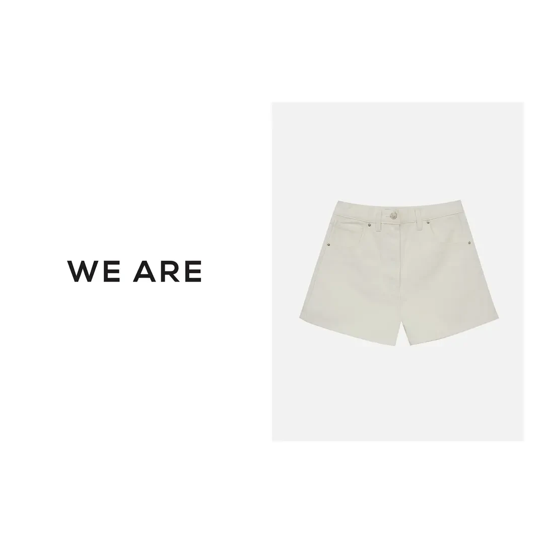 《WE ARE》白色 A字  显瘦 牛仔短裤 LT230683