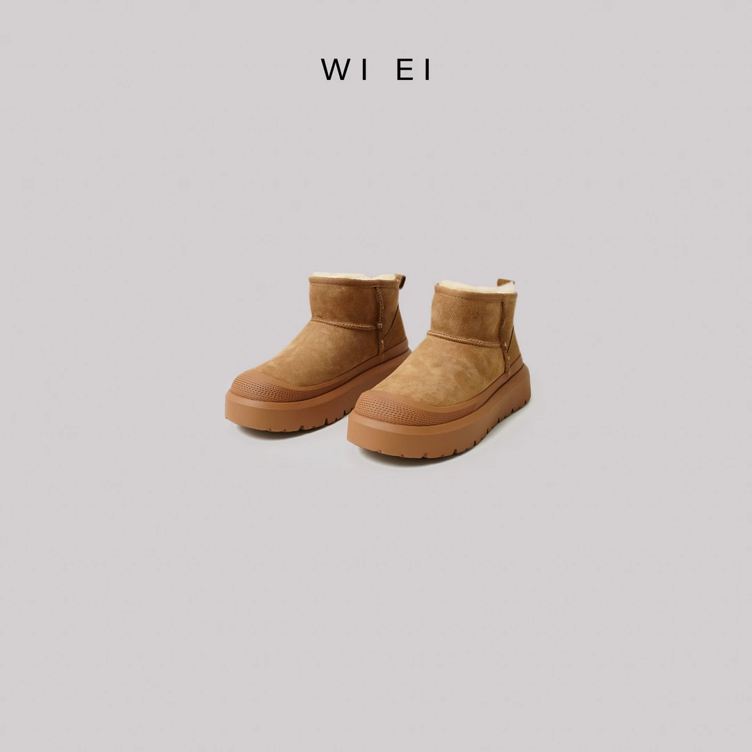 《WI EI》厚底增高 羊皮毛一体  户外雪地靴 5A054