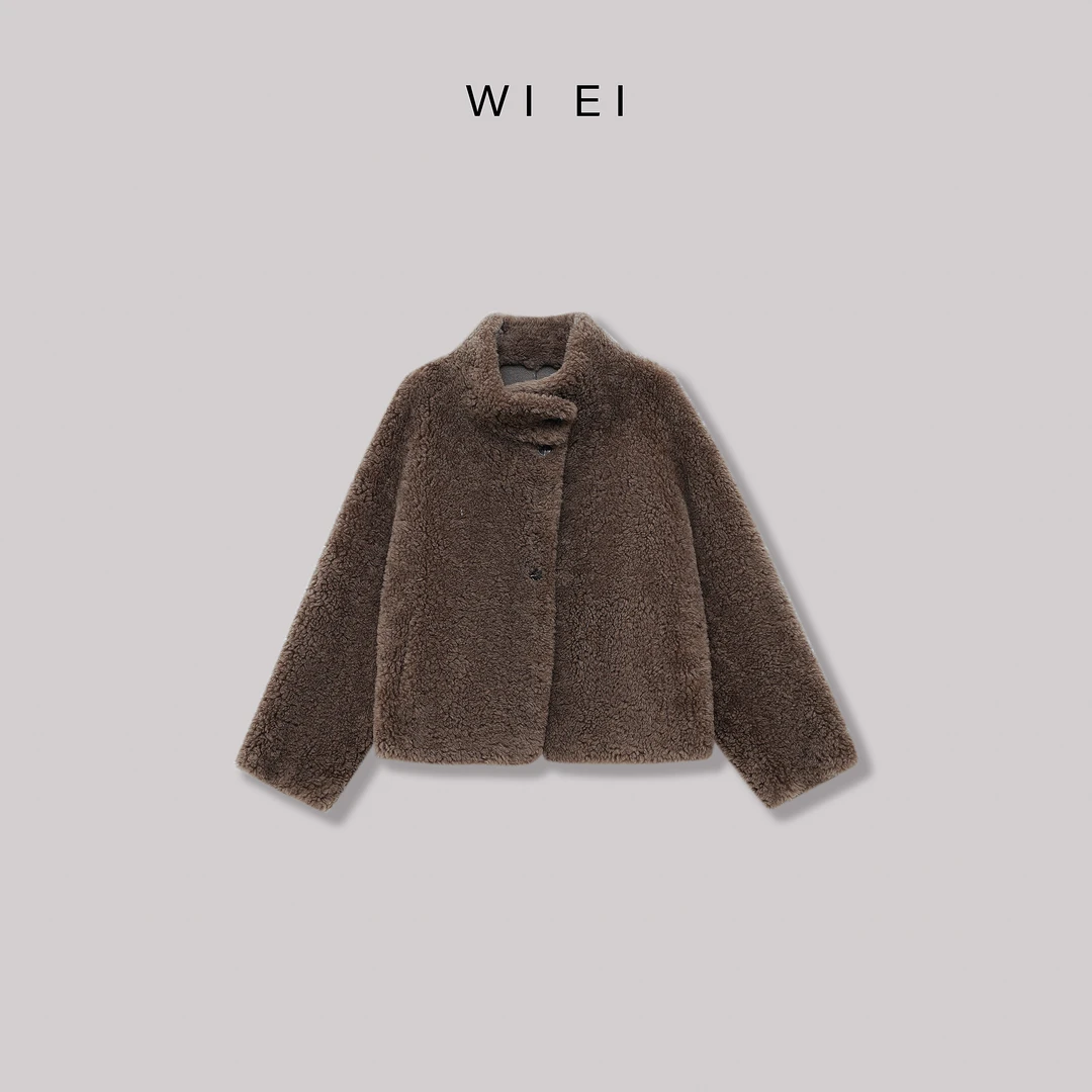 《WI EI》焦香拿铁*羊毛 软糯御寒 设计感 毛毛外套 9B002