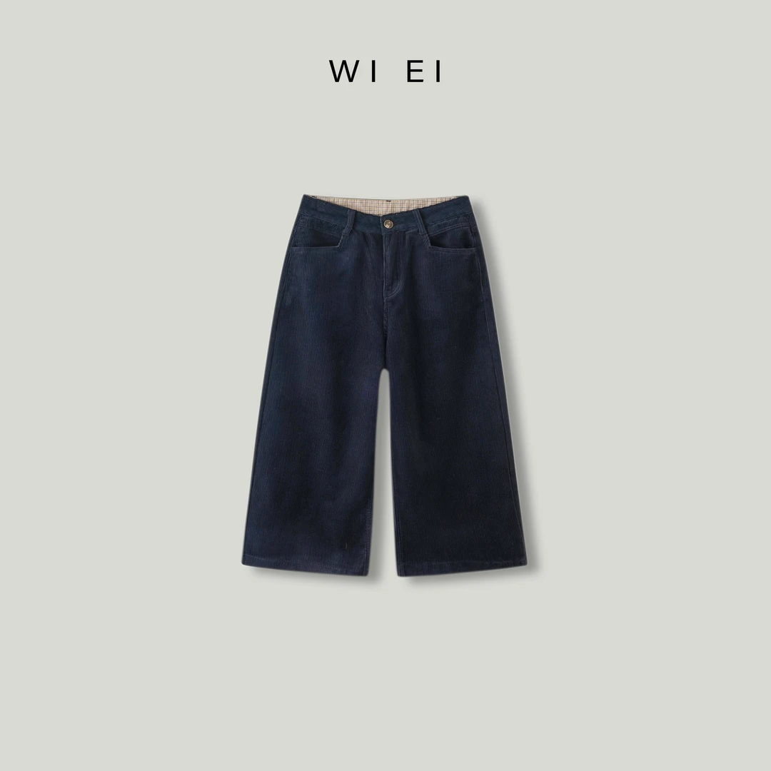 《WI EI》贝拉裤*设计师 加绒 复古灯芯绒佰搭显瘦阔腿裤 R2350