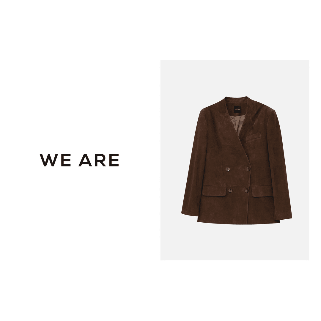 《WE ARE》100羊皮 时尚 简约 V领 皮衣 外套 5X10001Y