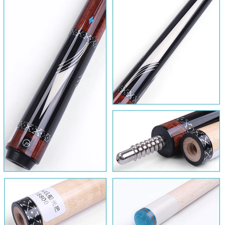 福杆台球杆手工黑八球杆大头杆中式科技前节素面皮把光把桌球杆