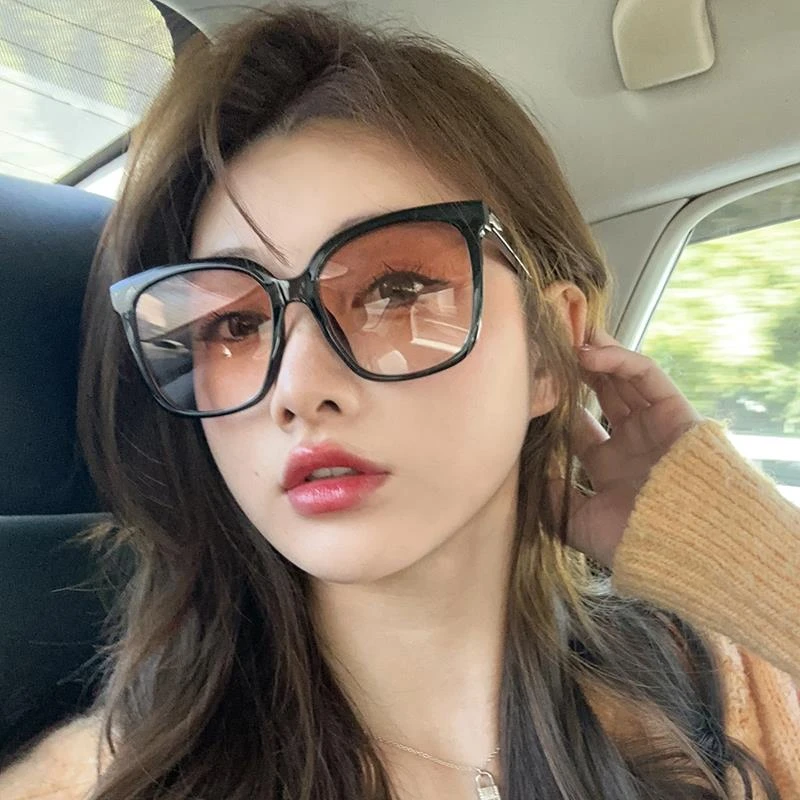 帕森精品牌潮流框日落色墨镜女款时尚大脸圆脸显瘦防紫外线腮红太