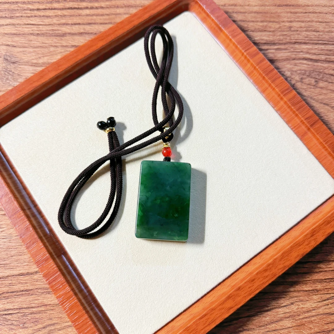 天然和田玉碧玉菠菜绿无事牌玉坠男士生日礼物精致低调大气-253