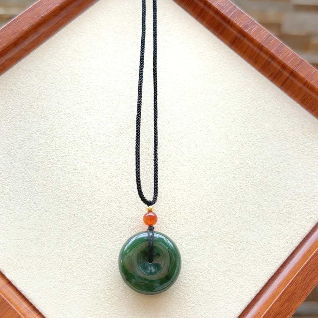 天然和田玉碧玉菠菜绿平安扣玉坠玉石男士大气百搭送礼生日-251