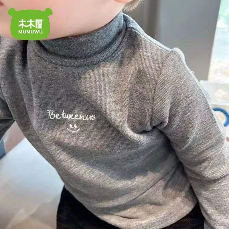巴拉儿童新款德绒秋冬贴身打底衫男童磨毛保暖秋衣中小童中领内搭