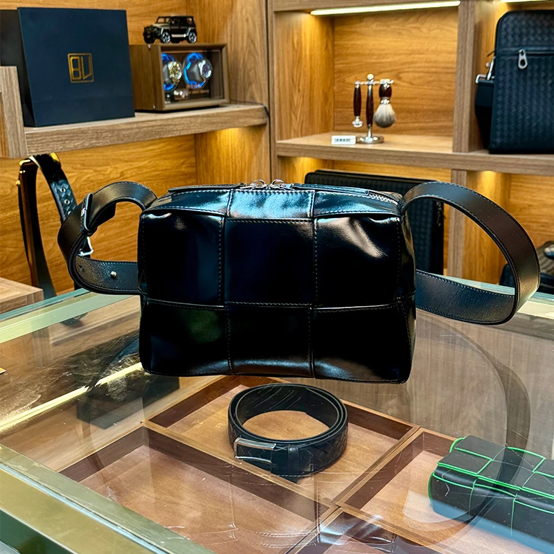 BVBV头层胎牛皮纯手工编织油蜡皮相机包枕头包真皮通勤单肩斜挎包