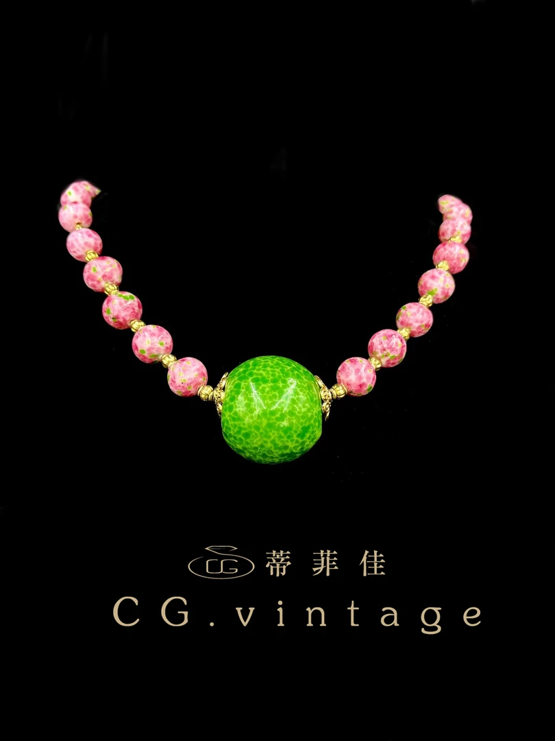 铜合金珐琅项链 CG.vintage【锦绣】手工气质时尚百搭绿色简约彩色