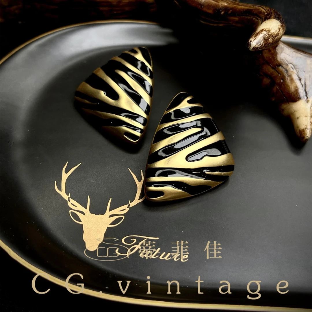 铜合金珐琅耳饰 CG.vintage【R.triangle】ES-0171复古耳环素款