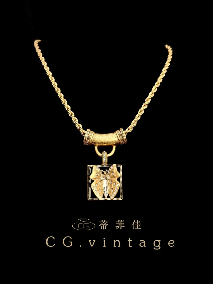 铜合金珐琅项链 【0144】秋冬新款气质轻奢时尚复古编织金色vintage