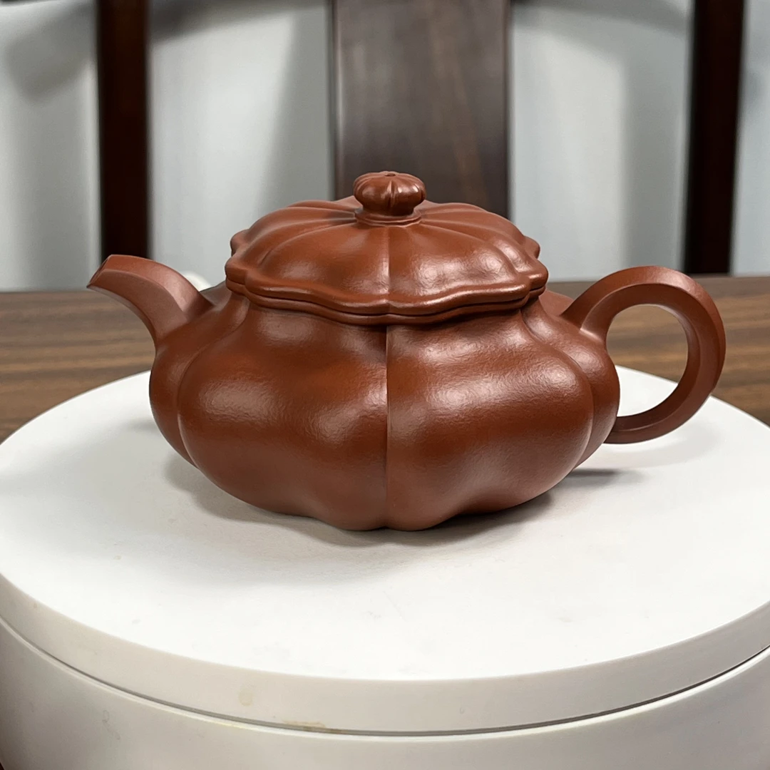 朱泥筋纹器 半手工制作 葵仿古 200毫升 助理工艺师徐亚琴制