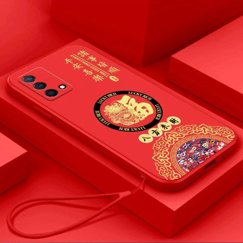 OPPOK9手机壳国潮龙福液态硅胶软壳全包镜头新款超薄保护套