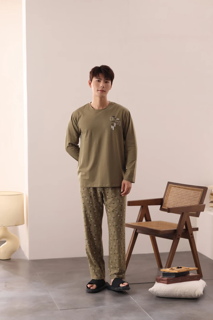 佐雅春秋薄款男士家居服