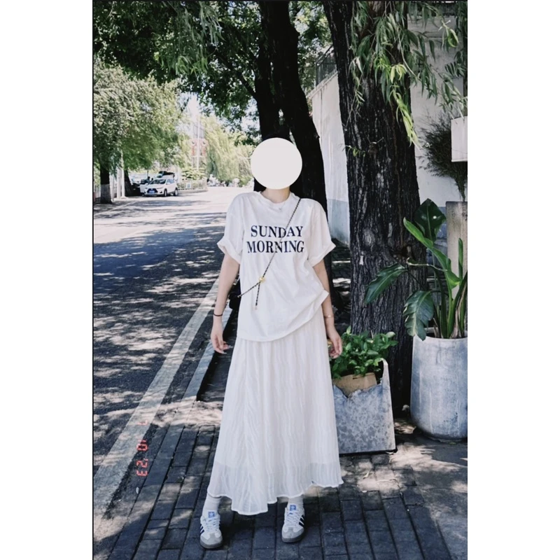 孕妇夏季上衣宽松字母印花短袖T恤高腰托腹显瘦洋气A字夏季半身裙